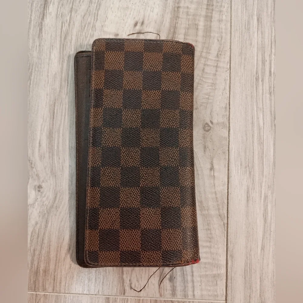 Authentic Louis Vuitton Damier Ebene Brazza Long Wallet
